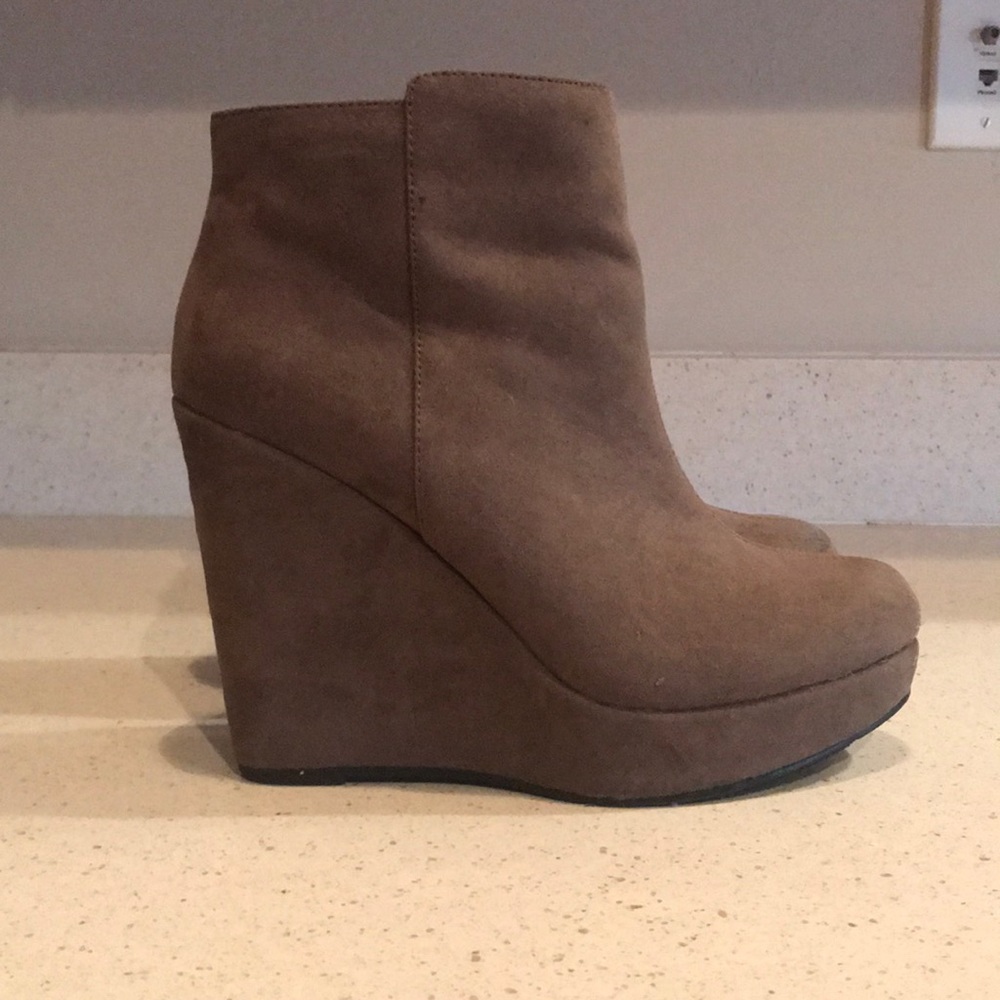 COPY - Suede Wedge Ankle Booties